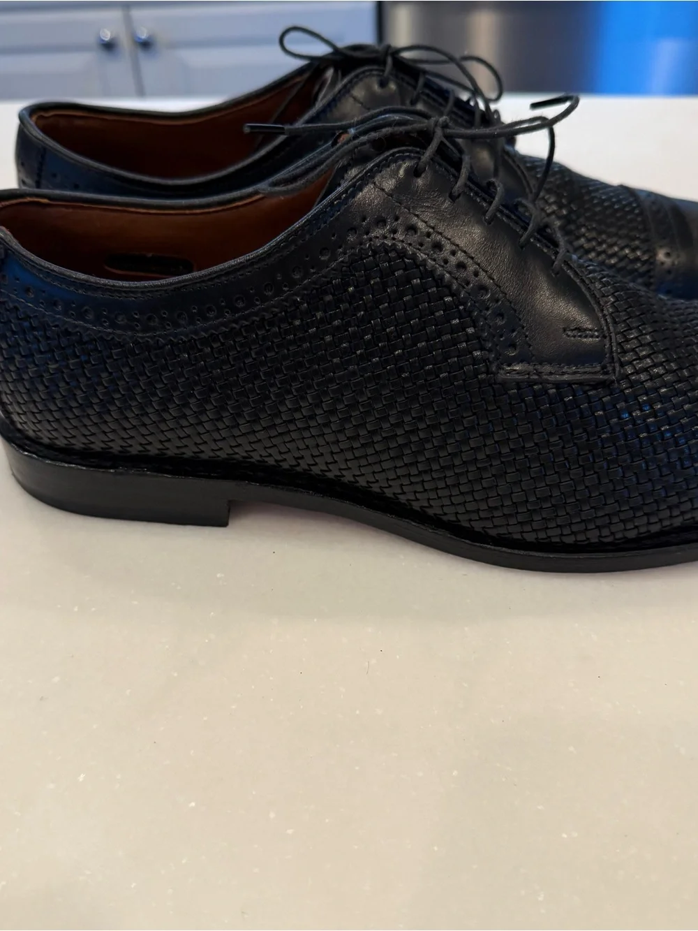 Allen Edmonds Shreveport Black Woven Leather Oxford Shoes Sz 10D EUC